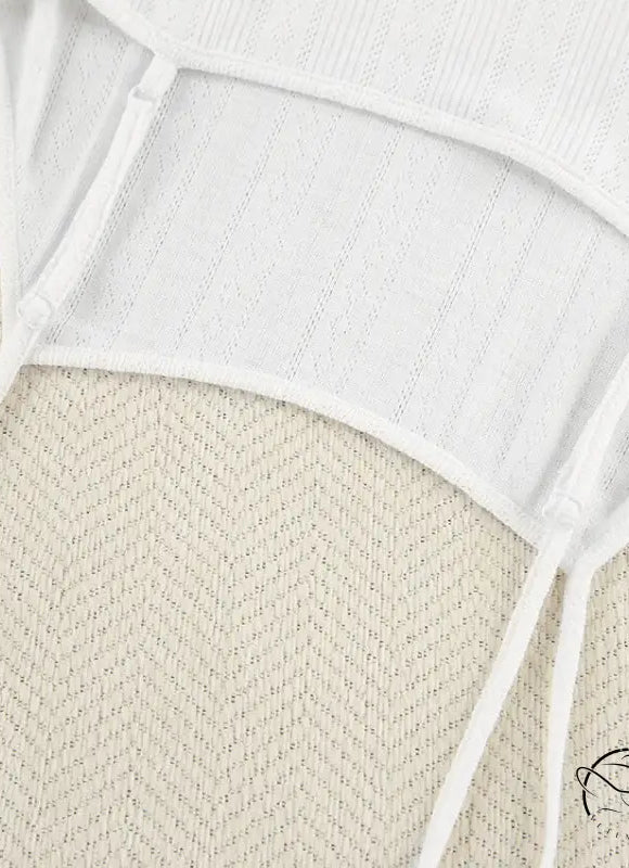 White ribbed camisole and knitted shorts homewear set on mannequin