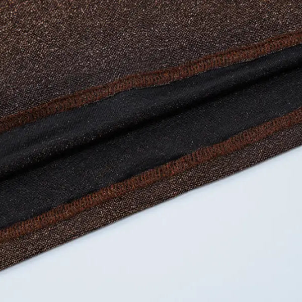 Brown and black fabric with stitching from a sexy lace hip skirt for summer style