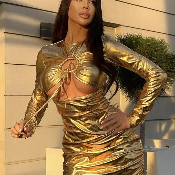 SEXY METALLIC COATED FABRIC DRESS-VETEMENTS