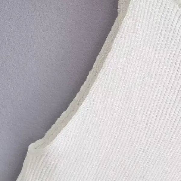 White ribbed knit top from the sexy pearl vest summer tank top collection
