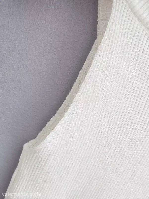White ribbed knit top from the sexy pearl vest summer tank top collection