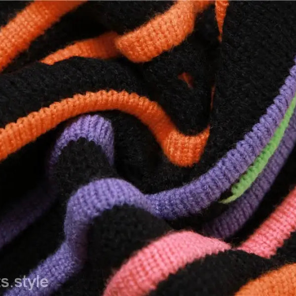 Striped knit fabric detail from Slim Street Dress with Color Block Fringe for sexy slim street style