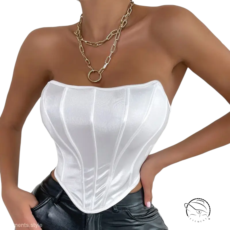 Sexy summer slim corset tube top in glossy polyester with boning detail