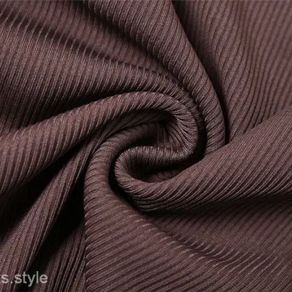 Sexy yoga long jumpsuit in brown pleated corduroy fabric