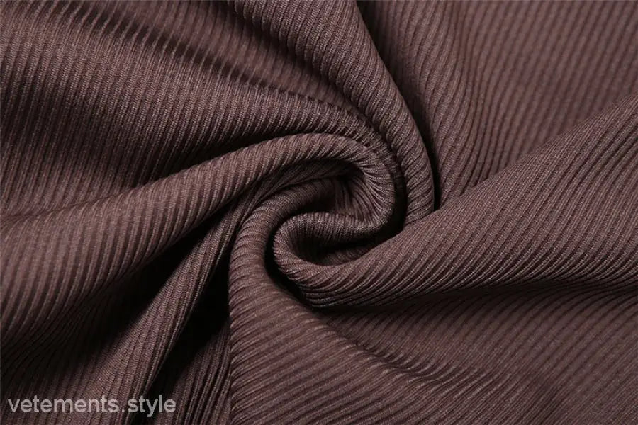 Sexy yoga long jumpsuit in brown pleated corduroy fabric