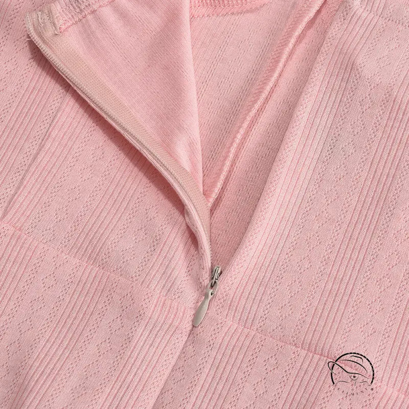 Pink textured fabric with zipper on shoulder princess dress