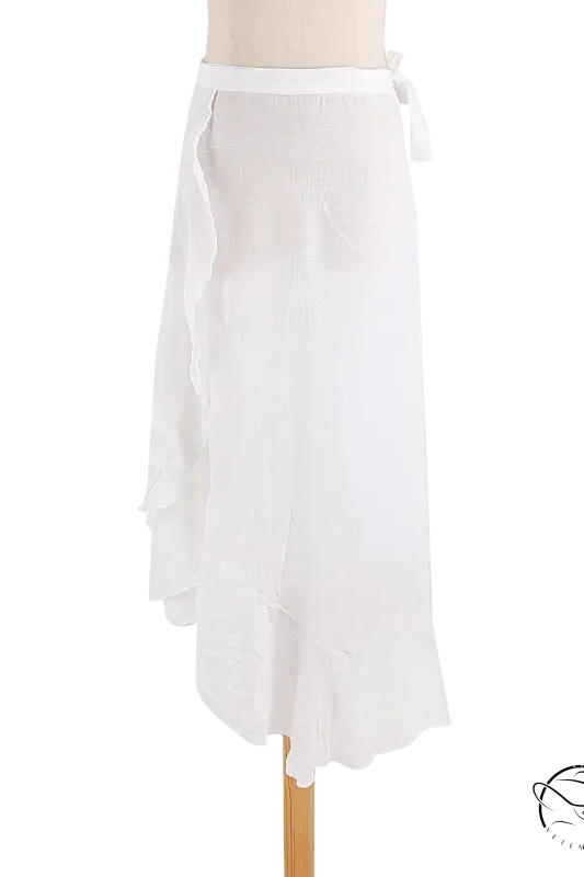 Sky blue boho midi skirt with tie sleeves and sexy lace ruffles