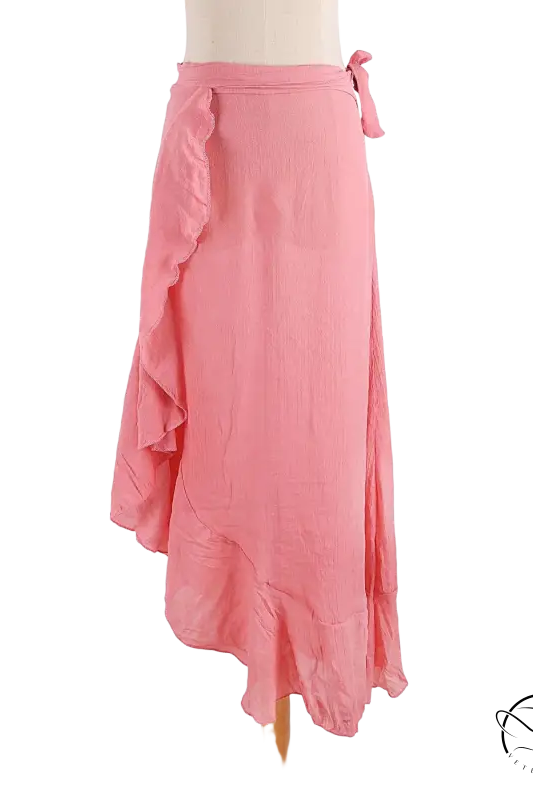 Sky blue boho midi skirt with tie sleeves and sexy lace ruffles