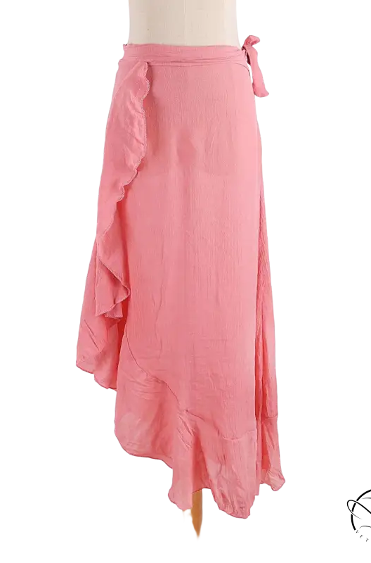 Sky blue boho midi skirt with tie sleeves and sexy lace ruffles