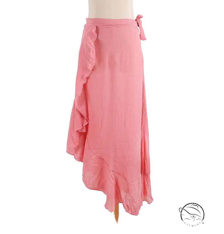 Sky blue boho midi skirt with tie sleeves and sexy lace ruffles