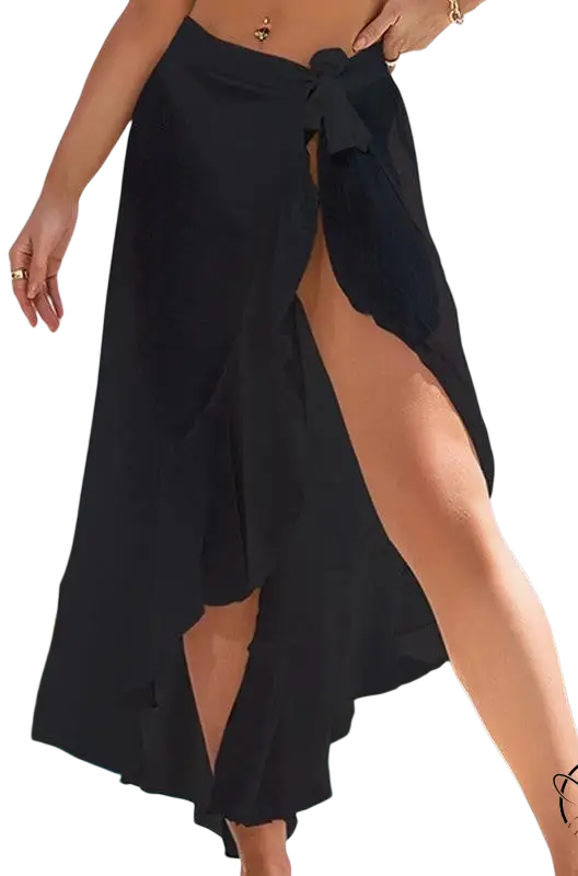 Sky blue boho midi skirt with sexy lace tie sleeves in lightweight polyester