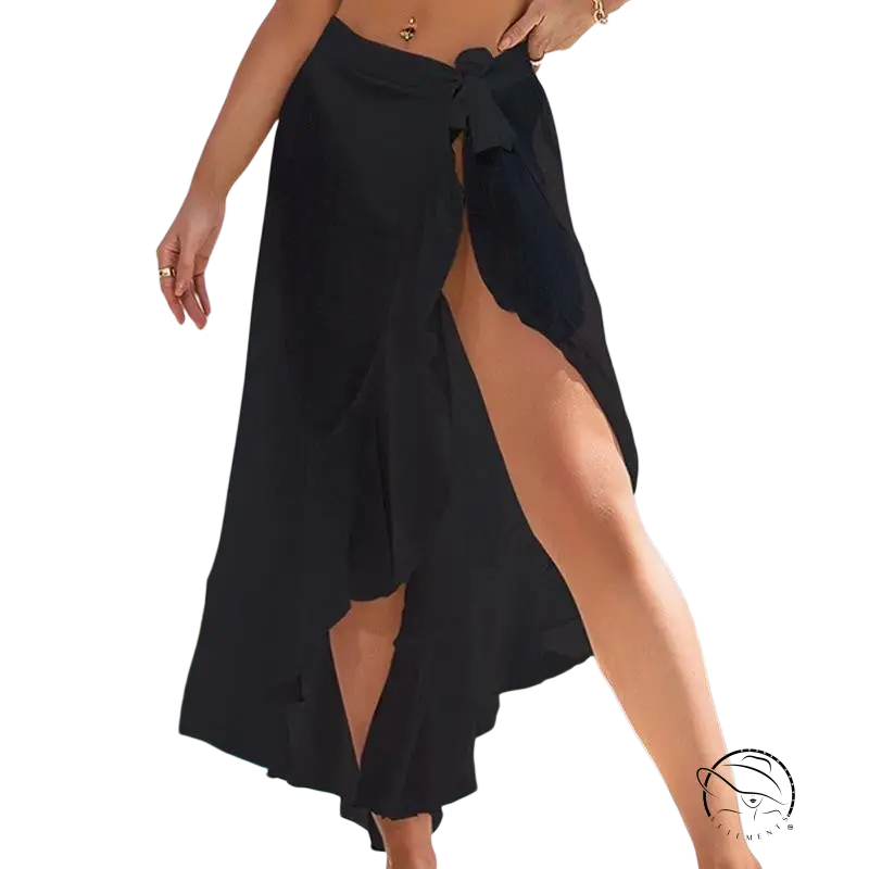 Sky blue boho midi skirt with sexy lace tie sleeves in lightweight polyester