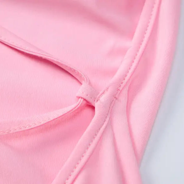 Pink fabric detail of slimming sheath camisole maxi dress for parties and clubs