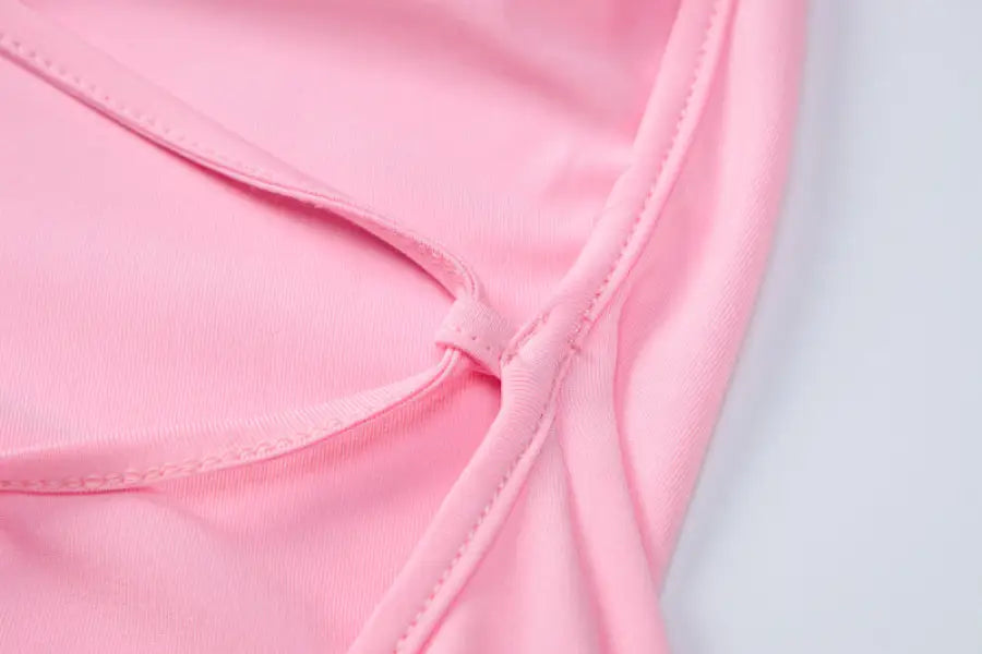 Pink fabric detail of slimming sheath camisole maxi dress for parties and clubs