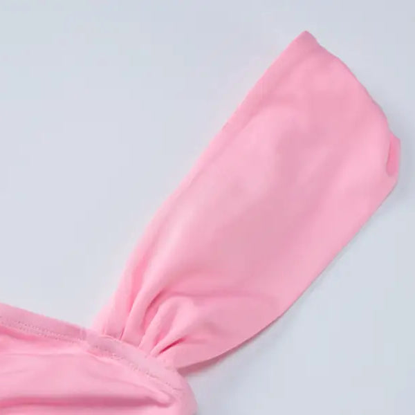 Pink fabric sleeve of slimming sheath camisole dress for parties and clubs