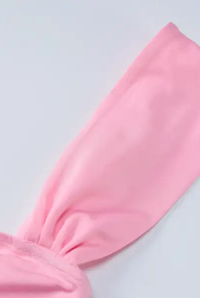 Pink fabric sleeve of slimming sheath camisole dress for parties and clubs