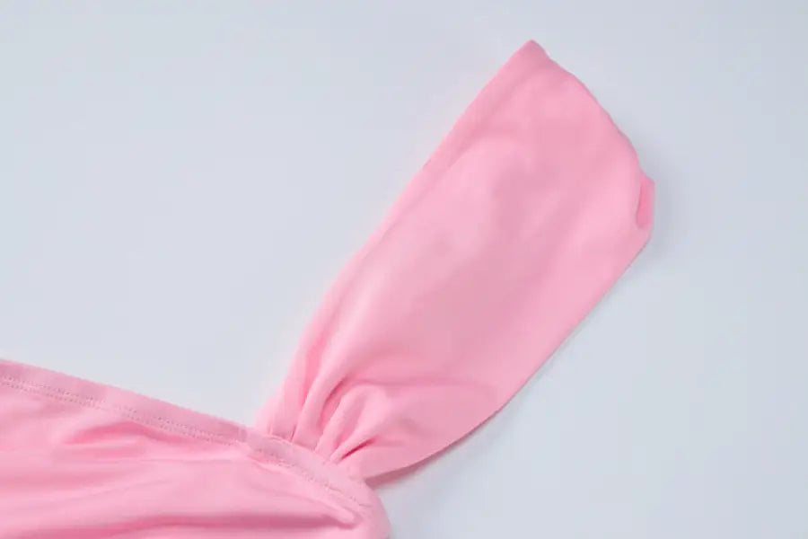 Pink fabric sleeve of slimming sheath camisole dress for parties and clubs