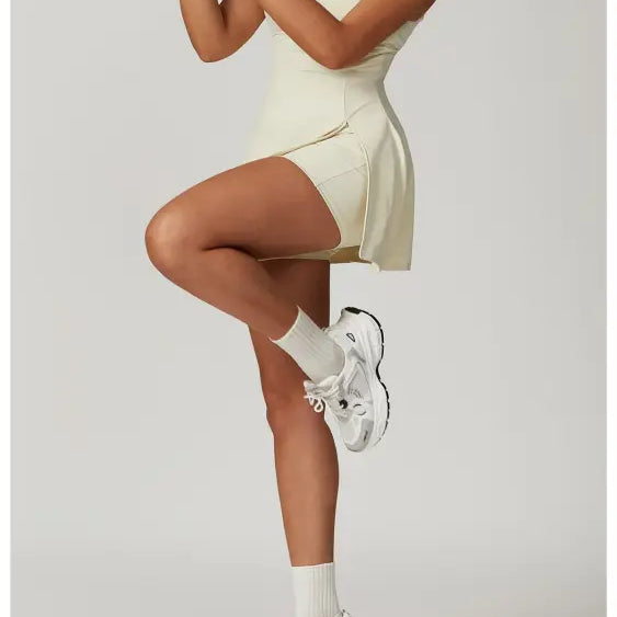 Sporty Backless Split Dress/skirt in Colored Glaze Blue and Barbie Pink