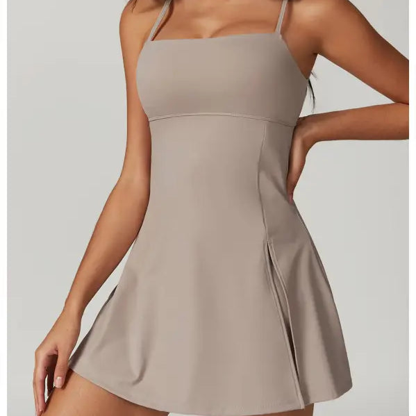 Sporty Backless Split Dress/skirt in Colored Glaze Blue and Barbie Pink