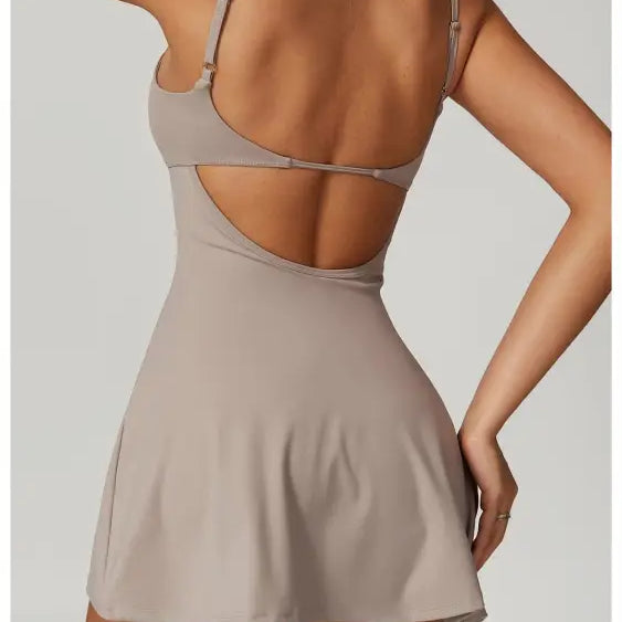 Sporty Backless Split Dress/skirt in Colored Glaze Blue and Barbie Pink