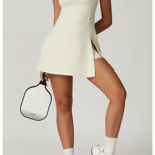 Sporty Backless Split Dress/skirt in Colored Glaze Blue and Barbie Pink