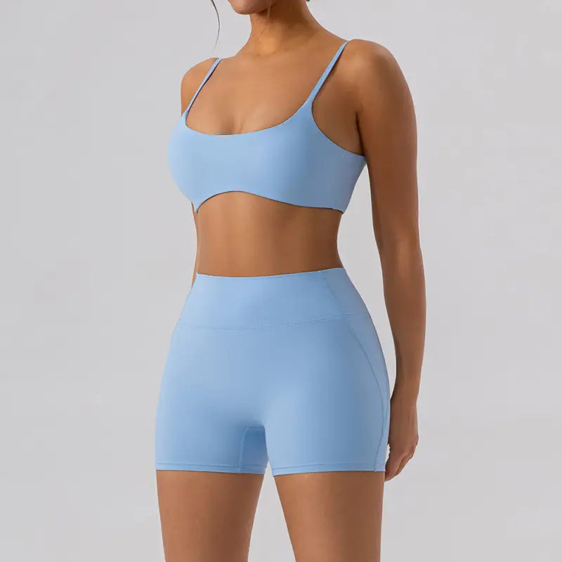 Sporty Comfy Quick Drying Nylon Sleeveless High Rise Shorts