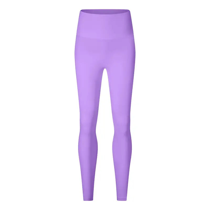 Deep smoky gray sporty nylon pants with lavender high-waist leggings