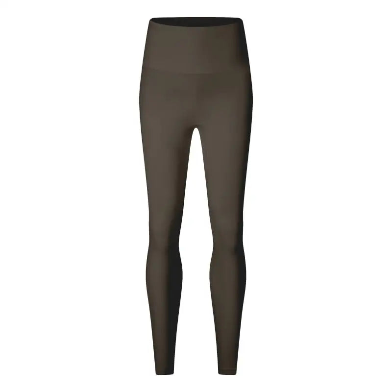 Deep smoky gray high-waist olive green leggings with smooth texture