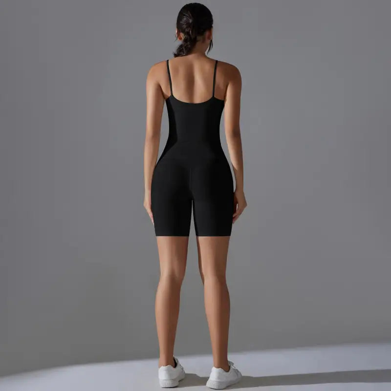 Black athletic bodysuit for summer shorts yoga and shorts yoga set activities