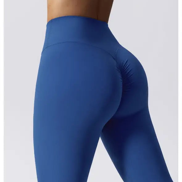 Blue high-waisted athletic leggings, ideal for workouts or yoga, in Night Sky Blue
