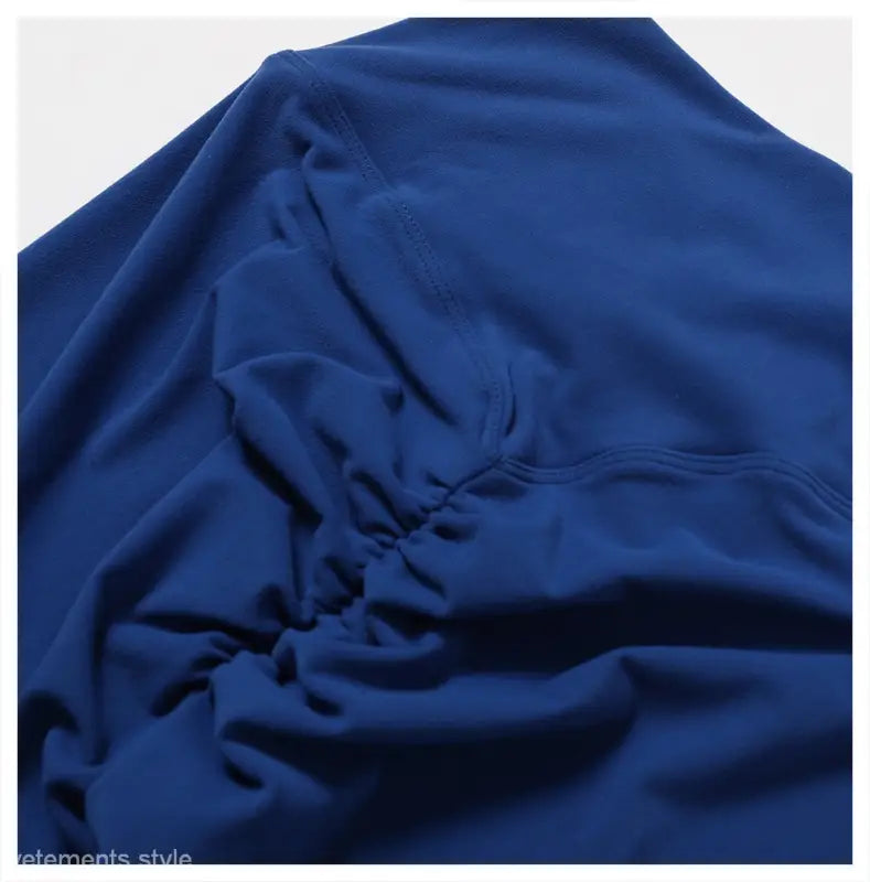 Night Sky Blue Sporty Nylon Solid Pants with gathered ruched detailing in a stylish design