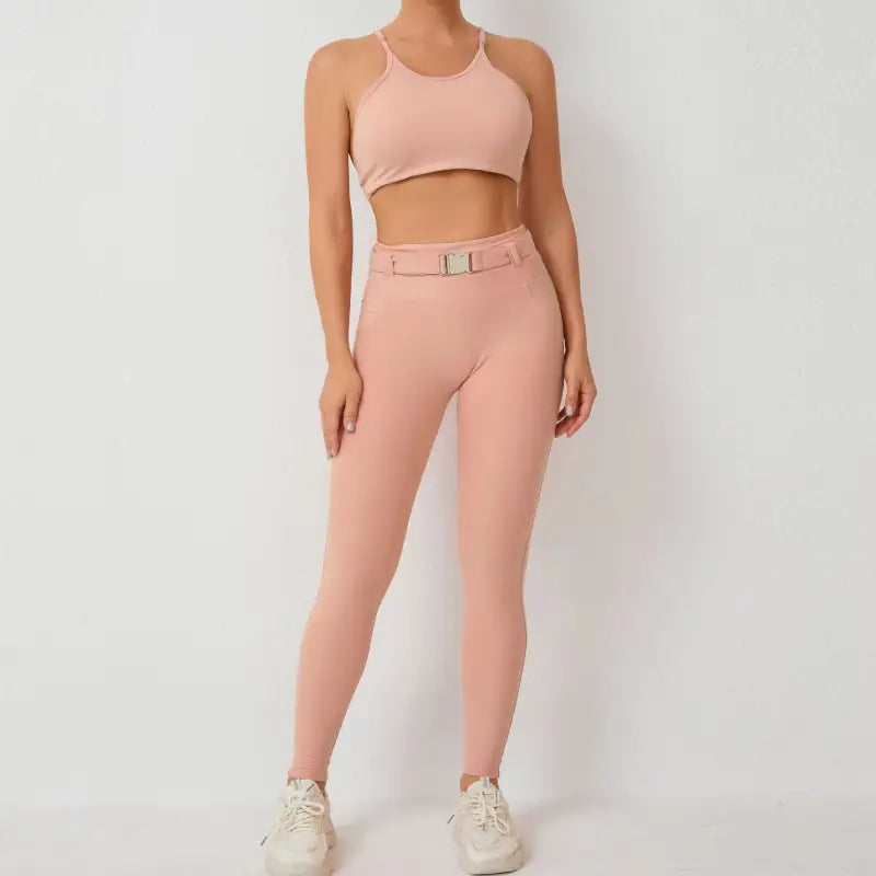 Sporty Slim Nylon Pocket Tight Yoga Suit for All Seasons