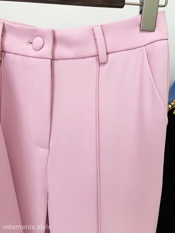 Pink tailored trousers featured in the Star Business Suit for elegant officewear