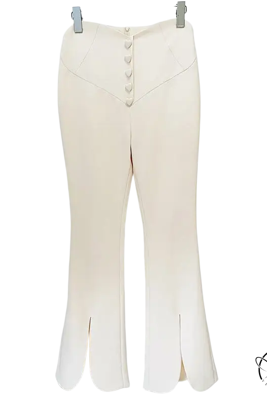 Stars cover work suit with cream flared trousers and rhinestones