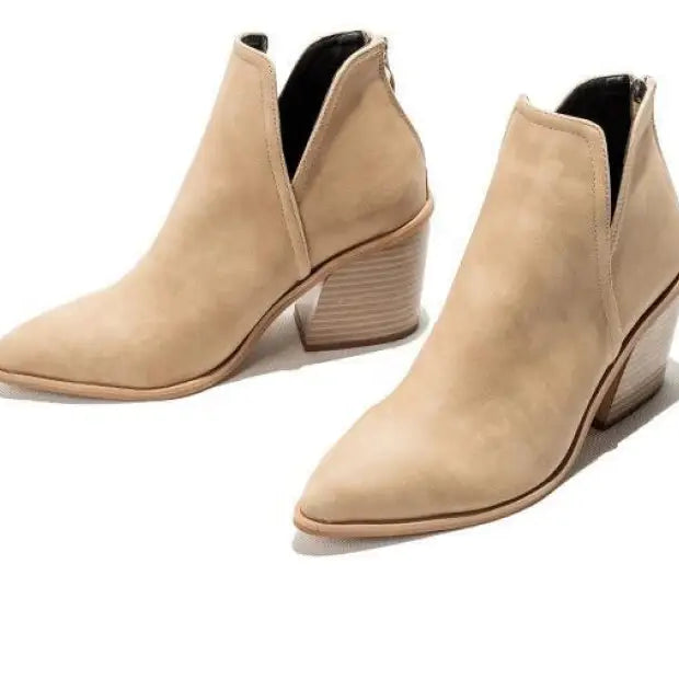 Beige suede high heel Martin boots from Stylish High Heel Martin Boots collection