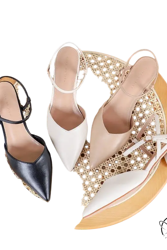 Three stylish milk card slingback heels in black, white, beige with free shipping