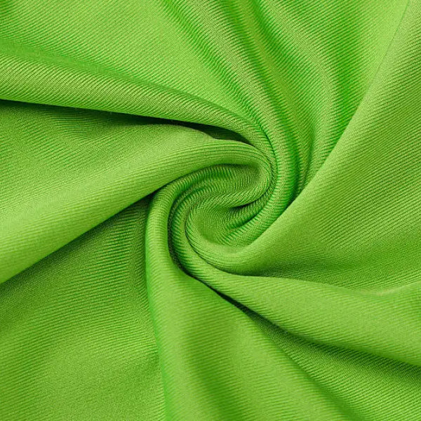 Bright green shoulder slim fit top with swirling pattern for hip raise yoga and summer activities