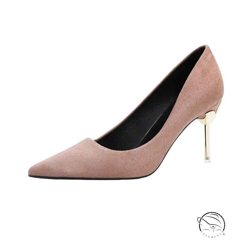 Sleek taupe suede stiletto high heel fairy shoes in green 8cm