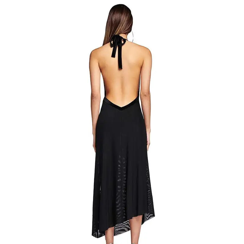 Summer sexy backless black halter dress perfect for parties and elegant occasions