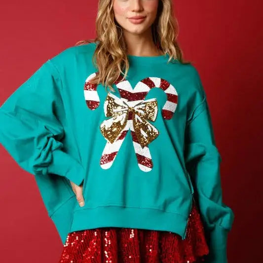 SWEET SEQU THICKENED ALL MATCHING TOP LONG SLEEVE CHRISTMAS SWEATER