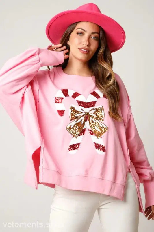 SWEET SEQU THICKENED ALL MATCHING TOP LONG SLEEVE CHRISTMAS SWEATER-VETEMENTS