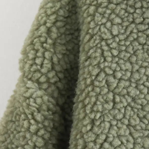 Soft sage green fabric with fleece texture for Urban Hooded Wool Coat, ideal for winter