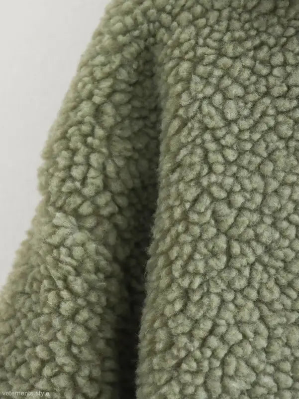 Soft sage green fabric with fleece texture for Urban Hooded Wool Coat, ideal for winter