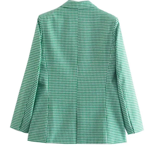 Green and white checkered blazer from the Vintage Single Breasted Plaid collection
