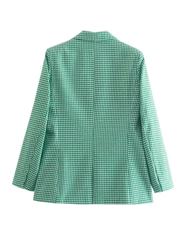 Green and white checkered blazer from the Vintage Single Breasted Plaid collection