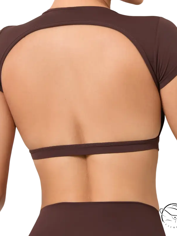 Wild Peach sporty slim nylon crop top with cutout back and elastic band