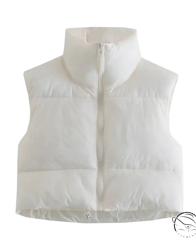 Winter slim fit cotton padded jacket vest with high collar and zipper