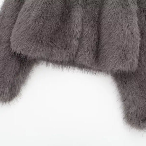 Gray faux fur jacket from Winter Socialite Artificial Fur collection for casual wear