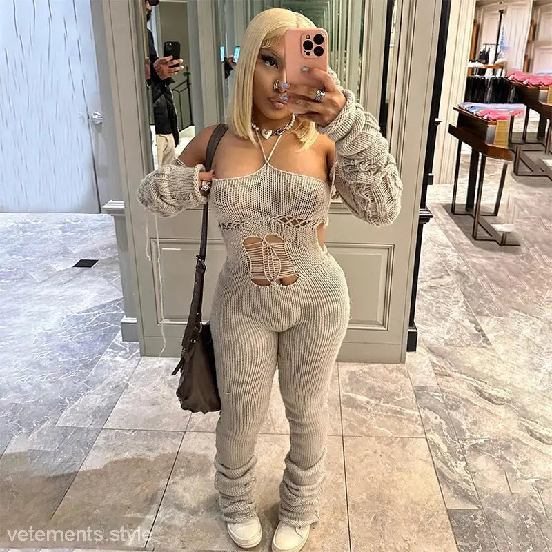 WOOLEN CUTOUT JUMPSUIT-VETEMENTS