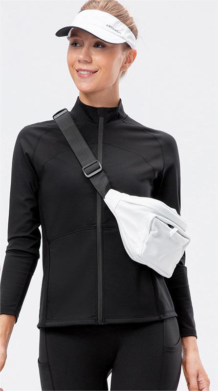 Autumn Winter Fleece Lined Nylon Yoga Clothes Fitness Jacket Women Zipper Stretch Running Sport Long Sleeve